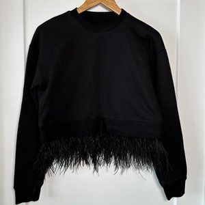 Derek Lam 10 Crosby Sweatshirt w/ Ostrich Feather Trim